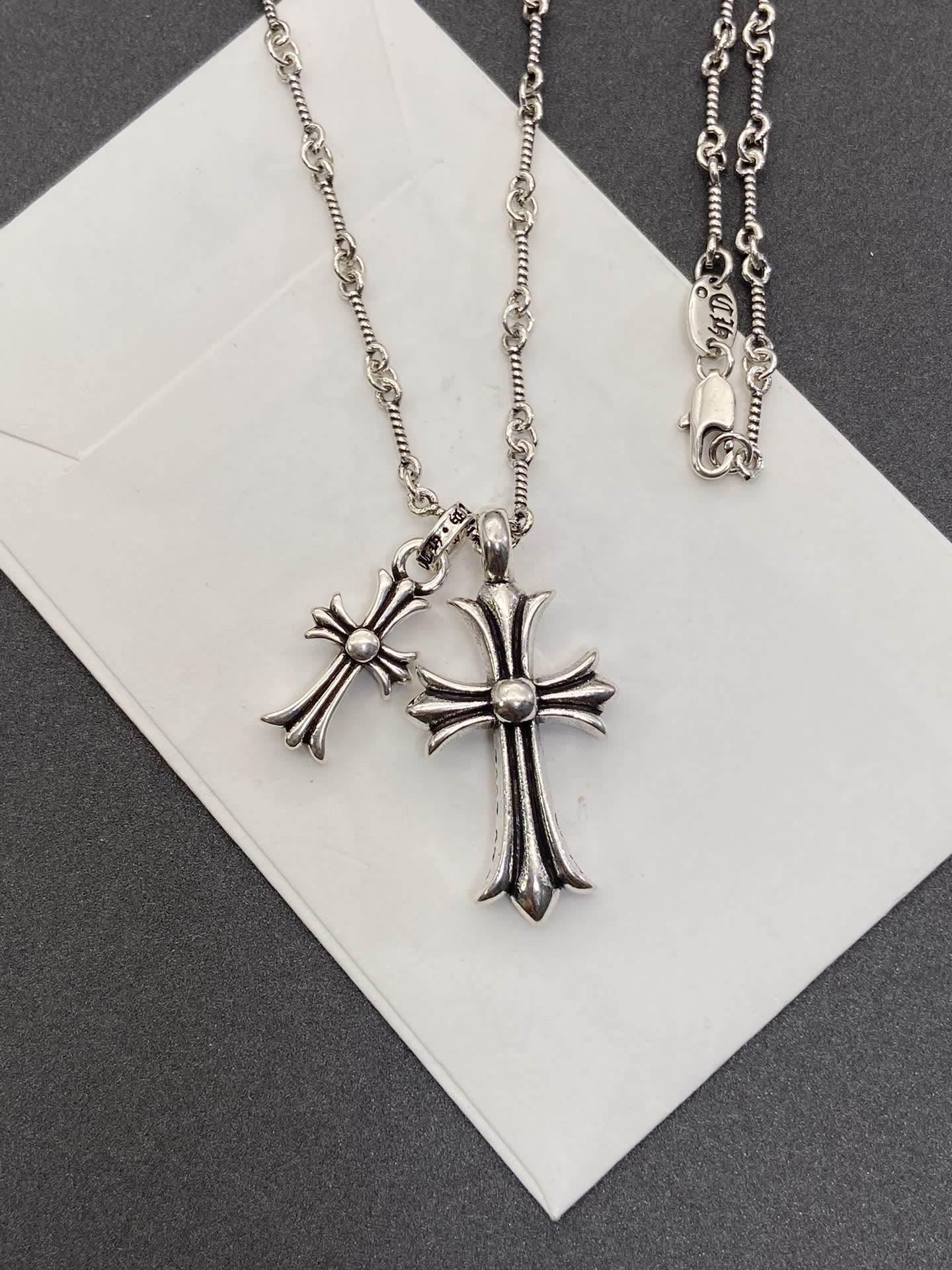 Chrome Hearts Silver Cross Pendant Necklace